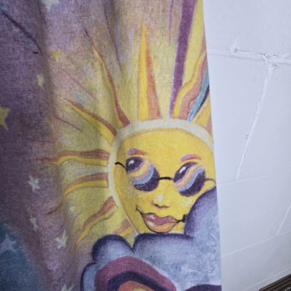 Vtg Lucky Brand Wide Leg Peace Love Printed Sweatpants Rare Htf - Picture 10 of 12